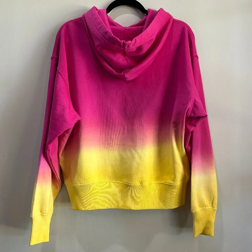 Lauren Ralph Lauren Dip-Dyed French Terry Hoodie Pink/Yellow Size Medium Women - Picture 7 of 16